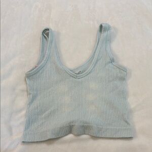 Urban Outfitters Blue Crop Ribbed Tank Top